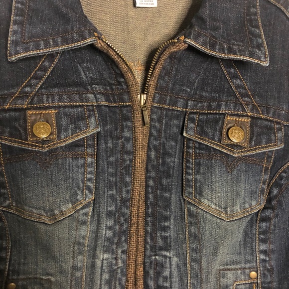 NWOT CAbi Tweed Fringe Trim Denim Jacket #620 M - Picture 10 of 11